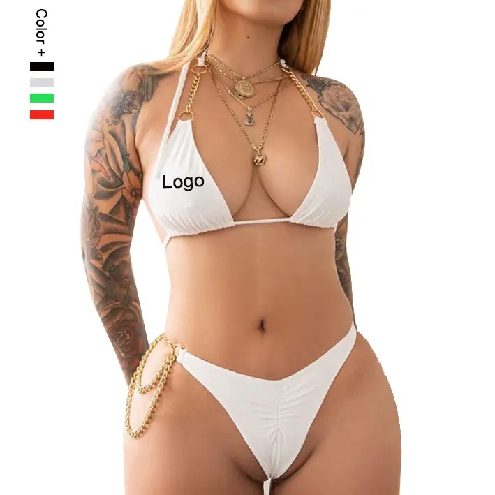 Roupa de banho sexy no branco, biquínis sensuais linha superior com duas peças, tanga e maiô 2021