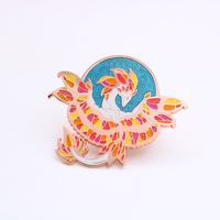 Badge personnalisé en métal, motifs dragon, sérigraphié, plaqué argent, souvenirs en gros