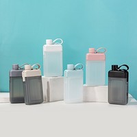 Bouteilles d'eau plates en plastique de 450 ml en PP sans BPA, format A5, avec logo personnalisé, pour carnet de notes et mémos – Design tendance