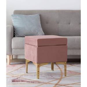POUF CM 38X38 H. 45 EN TISSU EFFET VELVET ROSE - Product Image 1