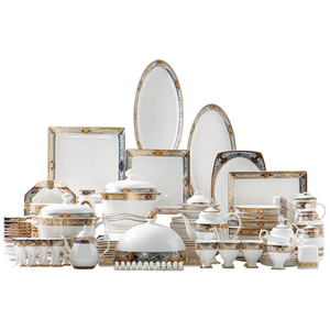 Service de table de luxe en porcelaine de qualité supérieure avec bordure dorée, vaisselle royale pour restaurant, porcelaine fine vintage Jcd100, vaisselle de luxe en porcelaine fine - Product Image 1