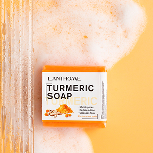 Jabón <span class=keywords><strong>de</strong></span> Cúrcuma Orgánico OEM con <span class=keywords><strong>Aceite</strong></span> <span class=keywords><strong>de</strong></span> <span class=keywords><strong>Coco</strong></span>, Jabón Facial Blanqueador y Limpiador Eficaz - Product Image 5