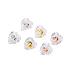 WENCHI Bouchon d'oreille en argent S925 et silicone, design en forme de cœur, accessoire de fabrication de boucles d'oreilles en plastique et caoutchouc plaqué pour bricolage - Product Image 4