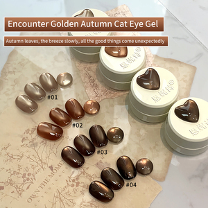 Golden Autumn Caramel <span class=keywords><strong>Chocolate</strong></span> Brown Glass Bead Cat Eye Gel Polish - Product Image 1