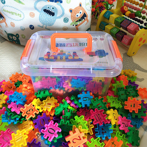 Bloques de construcción de letras y números para niños, juguetes educativos para edades tempranas de 4 a 6 años, juego de rompecabezas educativo de plástico con números - Product Image 1