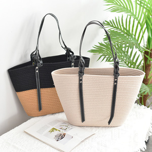 Sac tissé grande capacité, sac tissé pour femme, nouveau style plage, sac à bandoulière, sac fourre-tout, mode étudiante, sac tissé polyvalent - Product Image 2