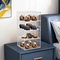 Vitrine de présentation en acrylique transparent à 4 étagères, 9,4 x 9,4 x 18,9 pouces, avec serrure, pour le bureau, le commerce de détail, le stockage sécurisé, la vitrine, les objets de collection, les étagères de présentation