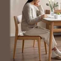 Chaises de salle à manger empilables en bois massif, style nordique, luxe léger, chaises simples avec dossier, pour salon, table à thé, chambre à coucher