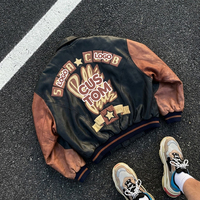 Blouson Bomber Varsity en Cuir Personnalisé pour Homme avec Logo Brodé en Chenille, Réversible, Imperméable et Coupe-Vent