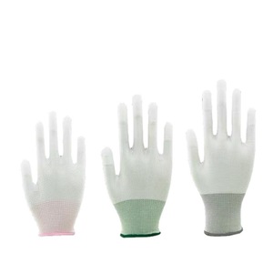 Guantes sin dedos de punto con palma recubierta de PU, protectores y transpirables para trabajos de construcción - Product Image 2