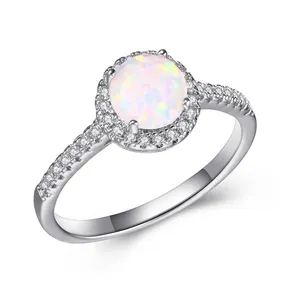 White Whole Opal Ring Opal Rings 925 Sterling Sliver Women Jewelry Oval Shape Blue White Opal Rings Jewelry Women