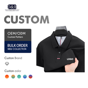 เสื้อโปโลผู้ชายแบบใหม่สำหรับฤดูร้อน สีพื้น ปักลาย ผ้าฝ้าย 100% สวมใส่สบาย สีเข้ม ไม่เป็นขุย - Product Image 1