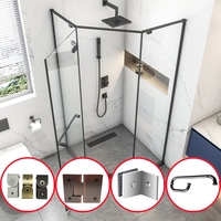Support en verre trempé pour hôtel, carré, 90 degrés, double fixation, acier inoxydable, pince de fixation verre à verre pour porte de douche