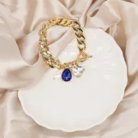 Hyacinth OT Cuba Chain Baroque Ngọc Trai Vòng Tay Vàng Đầy Big Blue Kim Cương Fine Jewelry Vòng Tay & Bangles