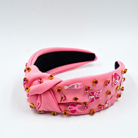 Nouveauté ruban papillon rose accessoires pour cheveux bandeau perle mode à large bord pour la sensibilisation au cancer du sein