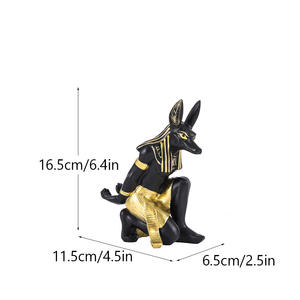 Statues en résine de dieux égyptiens Anubis et de la déesse <span class=keywords><strong>Bastet</strong></span>, figurines décoratives peintes à la main avec finition antique pour la maison, vente en gros - Product Image 6