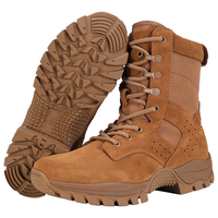 Bottes tactiques de combat pour hommes - Bottes d'hiver respirantes mi-mollet pour la randonnée et l'escalade avec fermeture éclair et lacets, semelle extérieure en caoutchouc