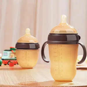 Newsun botol susu bayi, botol susu kecil motif kartun BPA tanpa Gel silika untuk bayi baru lahir dan balita