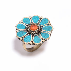 แหวนอัญมณีสีเขียวขุ่นธรรมชาติ Lapis,เครื่องประดับทิเบตแฮนด์เมด,เครื่องประดับออกแบบ - Product Image 3