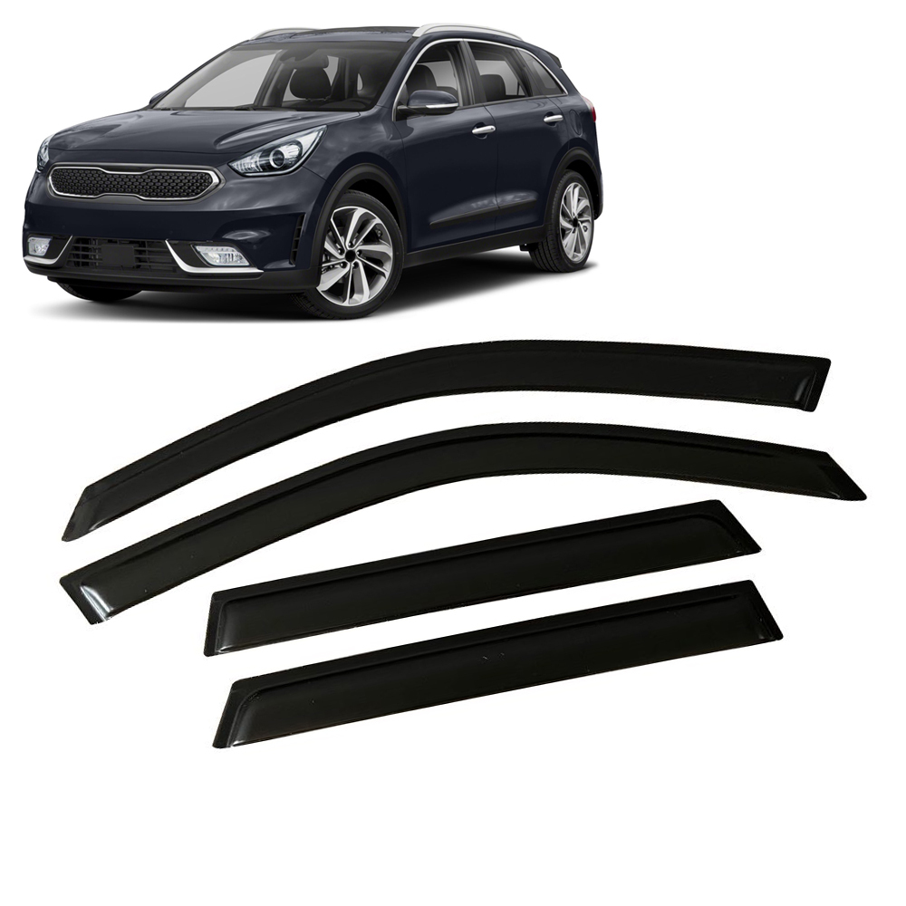AUTO CLOVER Smoked Rain Guards / Wind Deflectors - 4 Piece Set For 2020 KIA NIRO Hybrid & Plug-in Hybrid