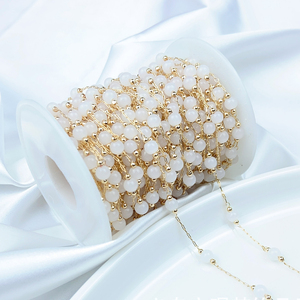 Chaîne de pierres naturelles colorées de 4 mm avec espaceurs en cuivre pour bijoux faits main DIY, vendue au mètre - Product Image 4