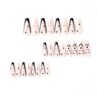 Kit de Manucure de Luxe Français 30 Pièces – Faux Ongles à Presser Longs Ballerina Couverture Complète en Acrylique – Forme Cercueil avec Boîte de Colle