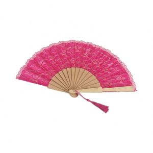 Éventail en bois écologique de 23 cm, en dentelle, peint à la main, idéal pour les activités promotionnelles romantiques de mariage et du Nouvel An - Vente en gros - Product Image 4