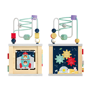 Wooden Montessori Four in One Activity Cube Puzzle Toy Children's Early Education Toy <strong>Busy</strong> <strong>Box</strong> - Product Image 4
