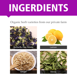 Mezcla de Flores de Té <span class=keywords><strong>Azul</strong></span> de Marca Propia, Flor de Clitoria Ternatea, Limón, Jengibre y Stevia, Té Herbal Saludable - Product Image 2