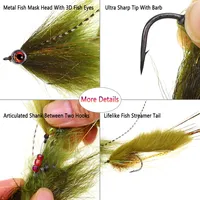 5.91 pouces articulé gros poisson truite brochet musqué bar pêche en mer leurre Baitfish mouche Flash Grizzly selle Hackle appât