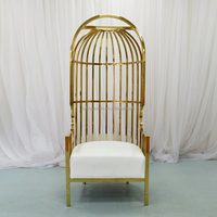 Fauteuil de salle à manger en forme de cage à oiseaux en acier inoxydable doré, style hôtel, fauteuil de détente, fauteuil individuel