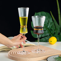 Verres à vin en cristal transparent sans plomb, faits à la main, style origami, design moderne et luxueux, avec ceinture dorée rayée