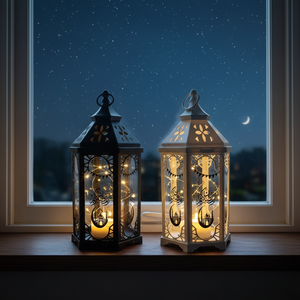 Islamic Style Ramadan LED Inflatable <strong>Lantern</strong> Eid Mubarak Durable Eco-friendly Large Decorative Hanging Lamp White/Black - Product Image 3