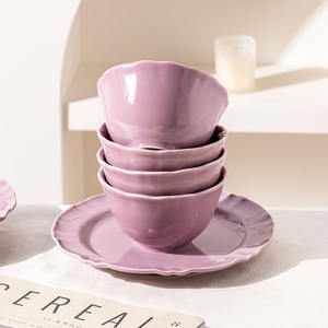 Service de vaisselle en céramique de style français, grande capacité, assiettes à dîner et à soupe, design élégant et luxe discret - Product Image 6