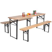 Ensemble table et banc pliants en bois de pin commercial pour pique-nique, fête et location événementielle, taille personnalisable