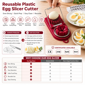 Coupe-œufs en plastique réutilisable en gros pour œufs durs et salades – Outil de découpe de cuisine - Product Image 1