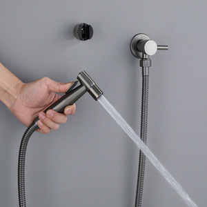 Luxury Gun Gray Handheld Toilet <strong>Bidet</strong> <strong>Sprayer</strong> Set Wall-Mounted Stainless Steel 304 <strong>High</strong> <strong>Quality</strong> Brass for Hotels - Product Image 4
