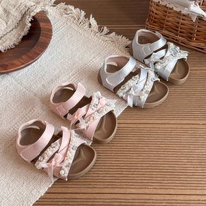 Sandalias de Princesa con Perlas para Niñas, Verano 2026, Nuevas, Suela Suave Antideslizante, Ligeras, Transpirables, Parte Superior de PU, Moda Infantil - Product Image 4