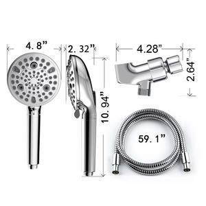 Juego de cabezal de ducha portátil con 10 funciones, pulverizador de masaje, presurización de lluvia, filtro antiobstrucción y cromado para baño - Product Image 2