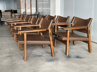 Fauteuil de salle à manger Idao en cuir pleine fleur avec dossier, structure en frêne blanc massif, design moderne et minimaliste pour cafés, mobilier de maison et salles d'exposition