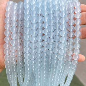 Perles rondes naturelles brillantes de 4-14 mm, de haute qualité, teintées en <span class=keywords><strong>bleu</strong></span> <span class=keywords><strong>clair</strong></span>, calcédoine certifiée CNAS, pour la fabrication de bijoux - Product Image 2