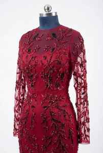 Robe de soirée longue de qualité supérieure, entièrement perlée à la main, pour femmes, idéale pour les réceptions et événements formels, disponible en gros. - Product Image 3