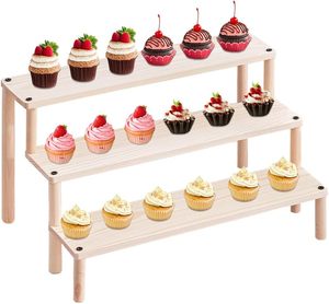 Solid Wood Double Tier Eco-Friendly Multifunction Desktop Display <b>Storage</b> Rack <b>for</b> <b>Kitchen</b> and Bathroom - Product Image 5