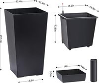 Set Pot Tanaman Tinggi Plastik Modern Jiesheng 30 inci, 2 Buah, untuk Taman Luar Ruangan/Dalam Ruangan, Warna Hitam, dengan Lubang Drainase, Monitor Level Air, dan Wadah Dalam