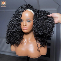 Demi-Perruque 3/4 en Cheveux Humains Bouclés Birmans, Sans Colle, Améliorée 3 en 1, avec Cordon de Serrage, Clip Invisible à Retourner