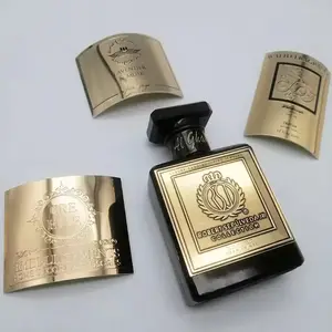 Étiquettes en papier parfum en relief avec impression en gros autocollants Laxury Metal Logo Gold Mettle