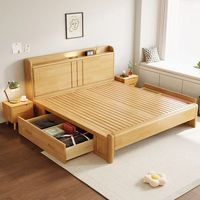 Lit de rangement en bois massif, vente en gros d'usine, mobilier de chambre moderne, mobilier de villa et d'hôtel, ensemble de lit de rangement en bois