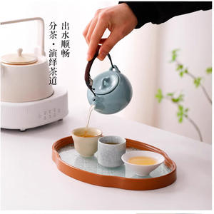Juego de Té de Cinco Hornos Famosos, Tetera Xishi de Cerámica Ru, Juego de Regalo de Té Kung Fu Hecho a Mano, Estilo de Lujo - Product Image 4