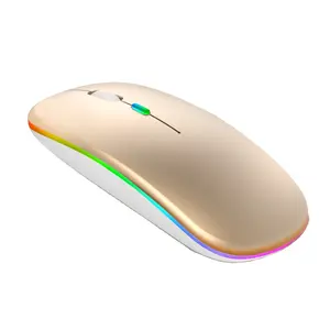 Produk Laris 2.4G Lampu LED Mouse Senyap Ultra-tipis Mode Ganda Dapat Diisi Ulang Mouse Desktop Versi Nirkabel Komputer untuk PC Kantor