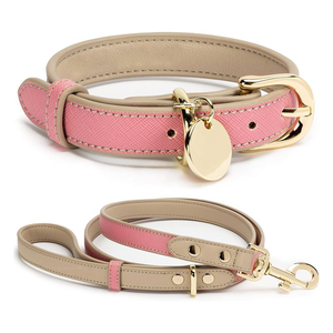 Collier de chien en cuir de luxe ensemble de laisse Collares Para Perros Hundehalsband personnalisable marque privée nom étiquette accessoires - Product Image 1